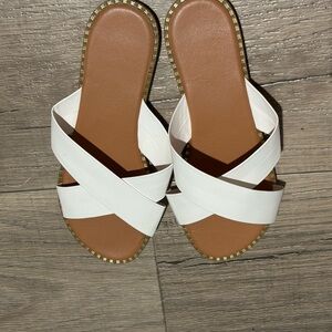 Women's White Slide Sandals